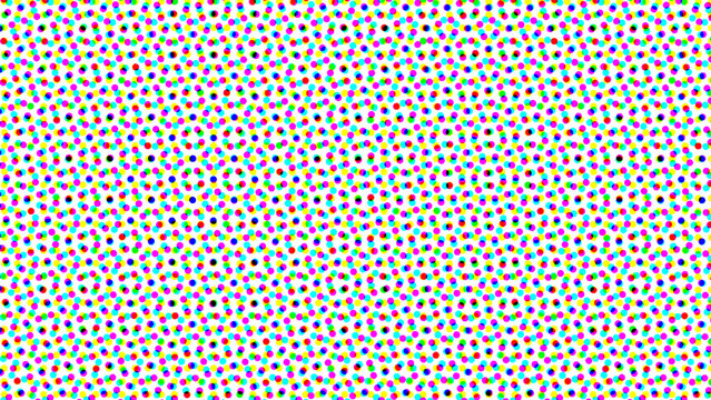 Vibrant CMYK halftone dot pattern background for retro comic book pop art. 