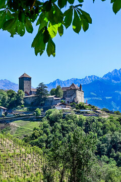 Dorf Tirol, Schloss Tirol, Herrschaftsweg, Waalweg, Wanderweg, Vinschgau, Weinberge, Etschtal, Aussicht, S&uuml;dtirol, Fr&uuml;hling, Sommer, Italien