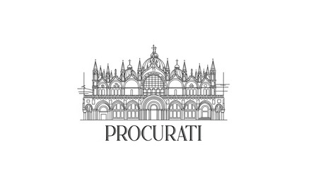 Obraz premium Procurati Building Architectural Drawing Design.