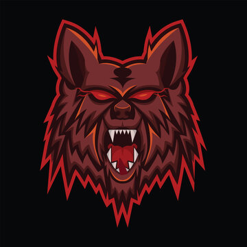 Angry wolf mascot esport logo vector illustration