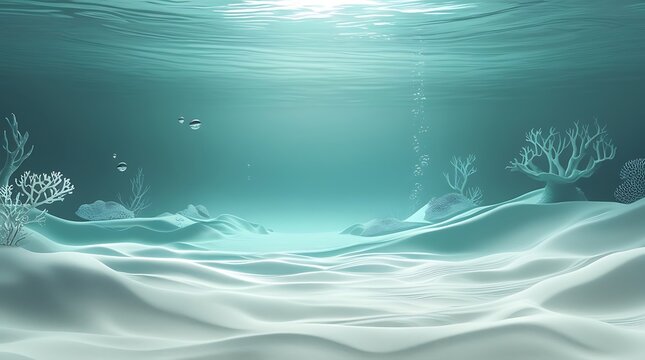 Captivating underwater seascape with light rays filtering through a serene blue ocean.