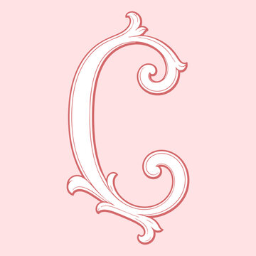 Vintage ornamental letter C monogram vector