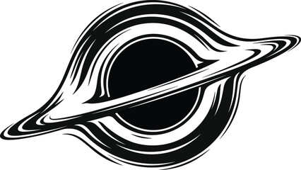 Obraz premium Abstract Black Hole Vector Illustration with Cosmic Ring Design, Deep Space Phenomenon, Gravitational Singularity Concept and Modern Astronomy Symbol