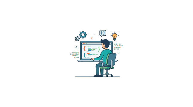 Programmer Coding on Laptop, Software Development, Technology Concept