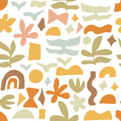 Hot Summer Shapes  Decorative seamless pattern. Repeating background. Tileable wallpaper print. © MalyskaStudio