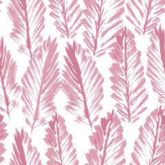 Pink Palm Leaves  Decorative seamless pattern. Repeating background. Tileable wallpaper print. © MalyskaStudio