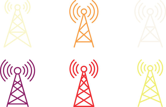 Cell tower icons in various colors