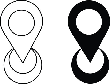 Minimalist map marker icon pack. Travel itinerary layout design. Distance measurement indicators. Geolocation points and pathway symbols. 