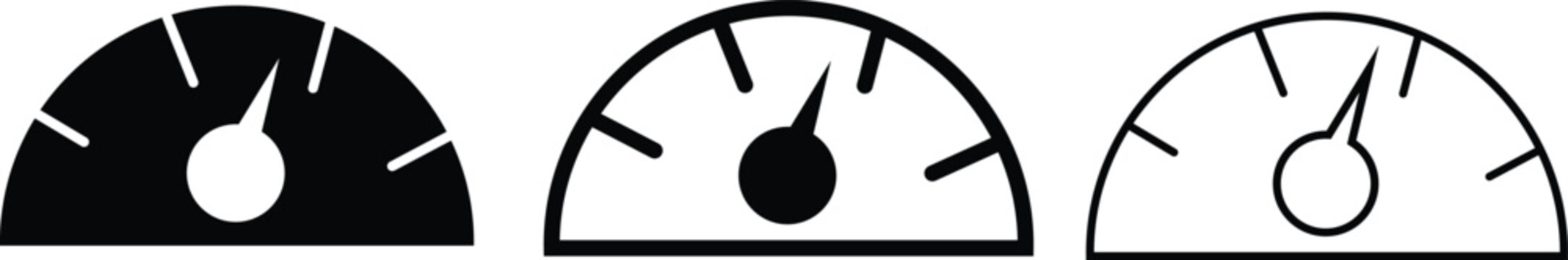 Speedometer gauge icon set. Car dashboard indicators. Measurement level symbol. Fuel and speed measurement symbols 
