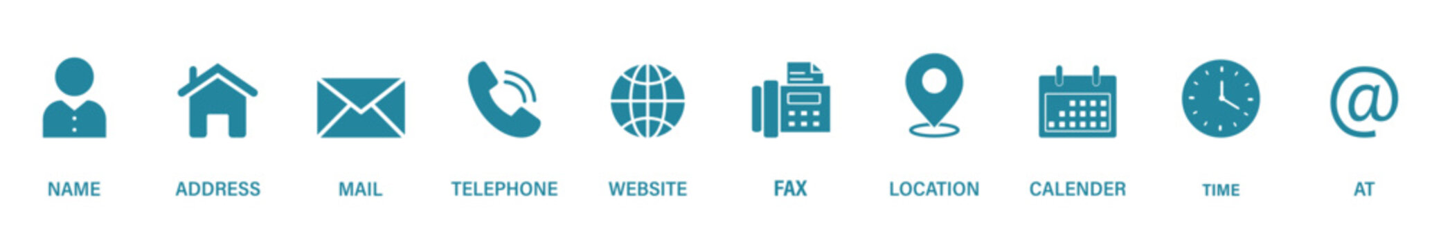 Contact icon set. Contact and communication icon set. Home, phone, user, globe, email, calendar and location elements form a clean communication. Mobile and message symbol. Interface details sign.