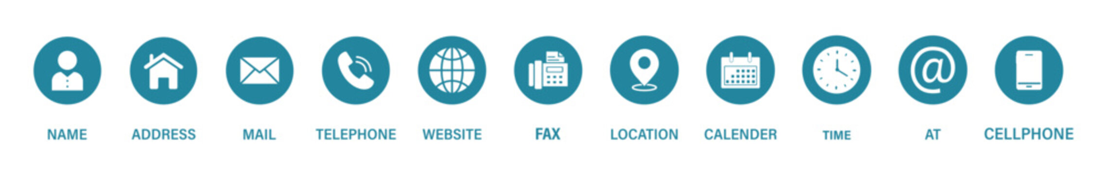 Contact icon set. Contact and communication icon set. Home, phone, user, globe, email, calendar and location elements form a clean communication. Mobile and message symbol. Interface details sign.