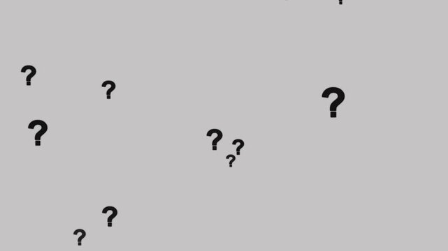Animated question marks on white background, animated questions, falling question marks.a\Animation of a lot of white question mark moving on chroma key White screen background.