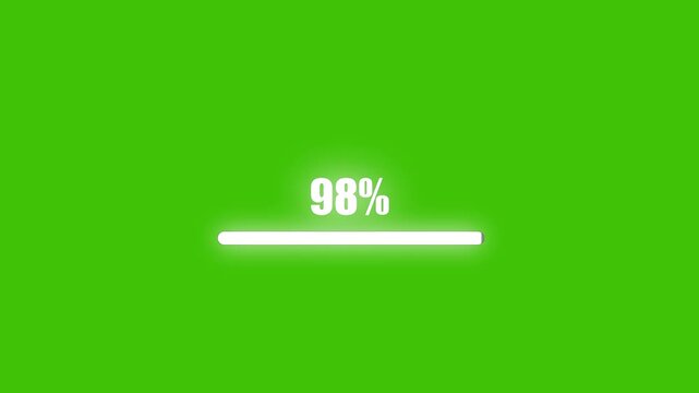 Loading Progress Bar Animation with Percentage Counter, Smooth Completion Indicator, Digital User Interface Element, Green Screen Background, Download Upload Process Status Display.