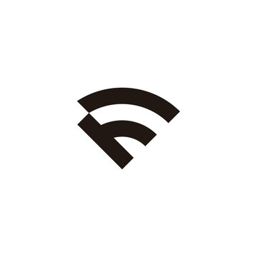 Letter h and E signal geometric symbol simple logo vector