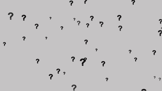 Animated question marks on white background, animated questions, falling question marks.a\Animation of a lot of white question mark moving on chroma key White screen background.