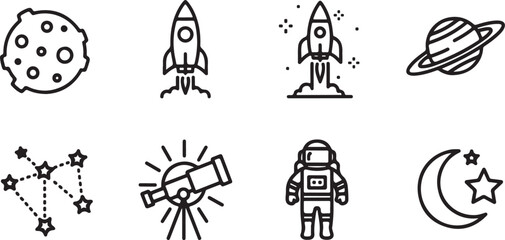 Obraz premium Space exploration icons set illustration