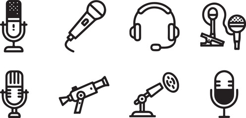 Eight different microphone icons set © Torikul