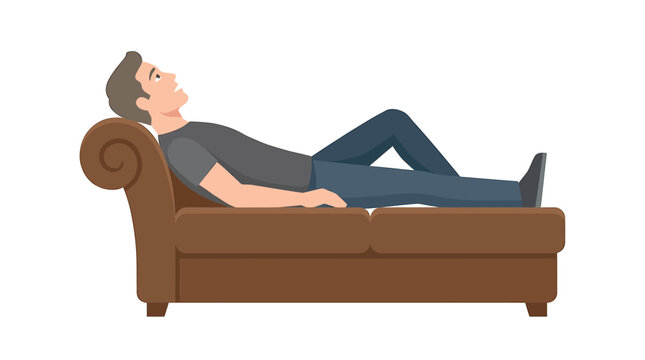 Male Patient Lying on Psychoanalytic Couch Talking
