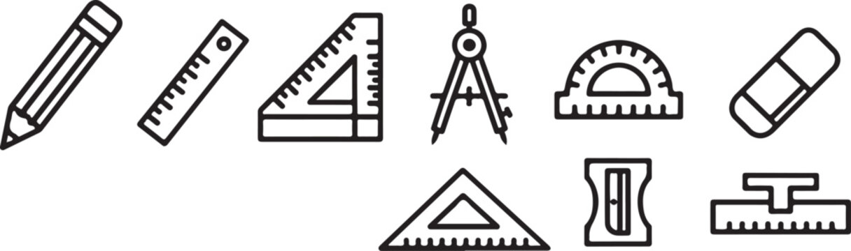 Set of drawing and drafting tools icons