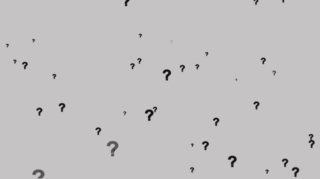 Animated question marks on white background, animated questions, falling question marks.a\Animation of a lot of white question mark moving on chroma key White screen background.