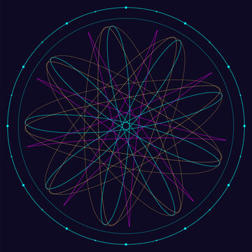Petal spiral spirograph guilloche poster in neon y2k