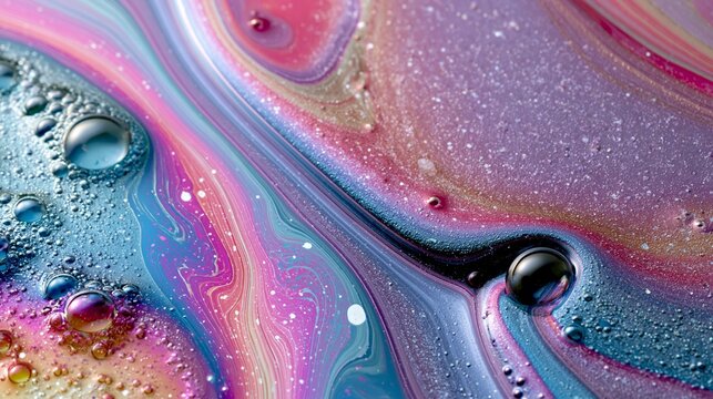 iridescent oil slick with pink purple and blue abstract reflections