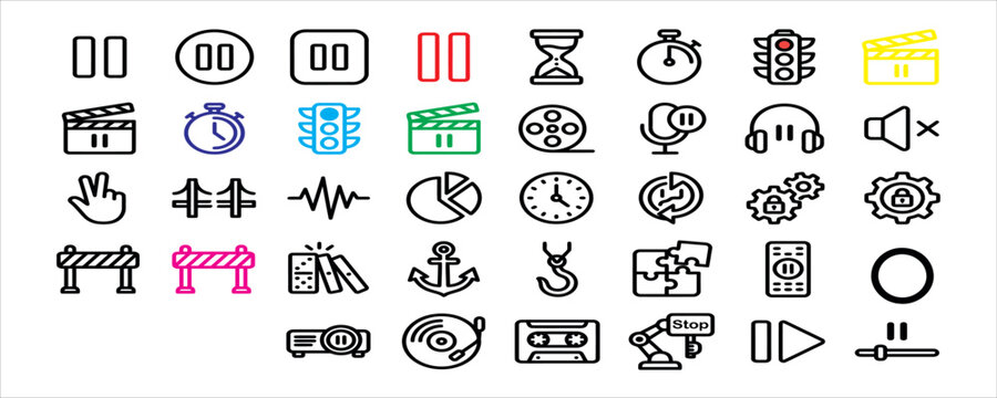 Collection of multimedia and technology icons for video audio and control systems
