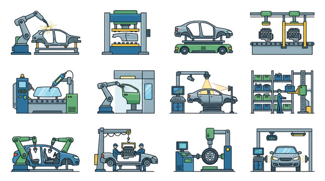 Industrial Manufacturing Assembly Line Process.