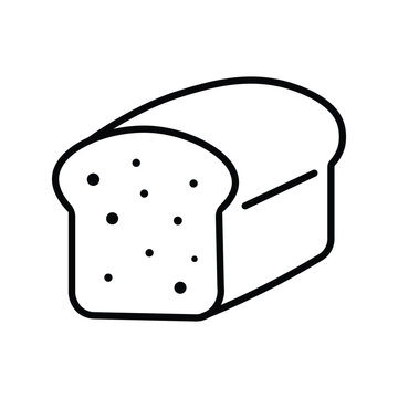 Sliced bread loaf outline illustration icon black and white background design