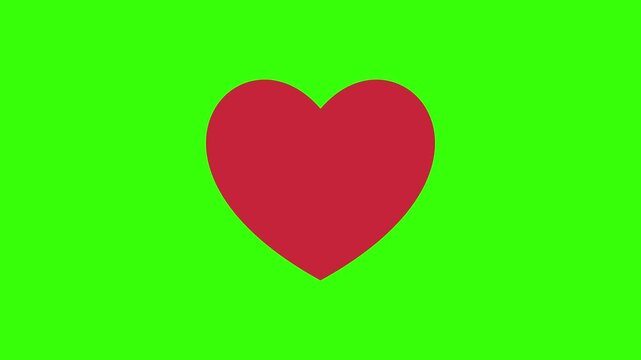 Red Vector Heart Splitting Apart And Slamming Loop on Green Screen Background