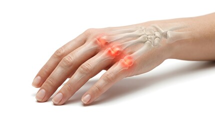 Naklejka premium Medical illustration of finger joint inflammation on a clean white background