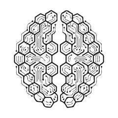 Fototapeta premium AI Brain Network Sphere Vector Silhouette Illustration Concept Design Set Collection Idea