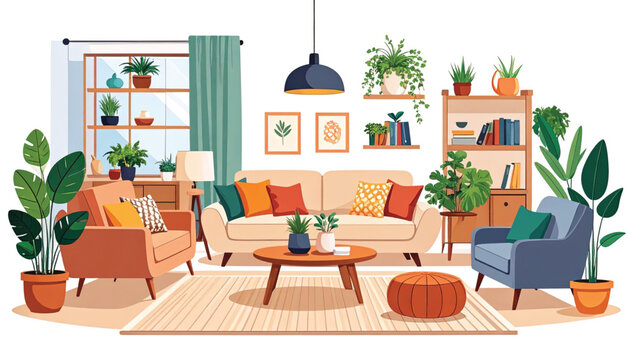 Cozy living room with sofa furniture.