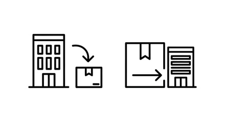Obraz premium Retail shipping and store logistics icons showing warehouse to consumer delivery and store pickup concepts with logistics shipping warehouse delivery building transport commerce