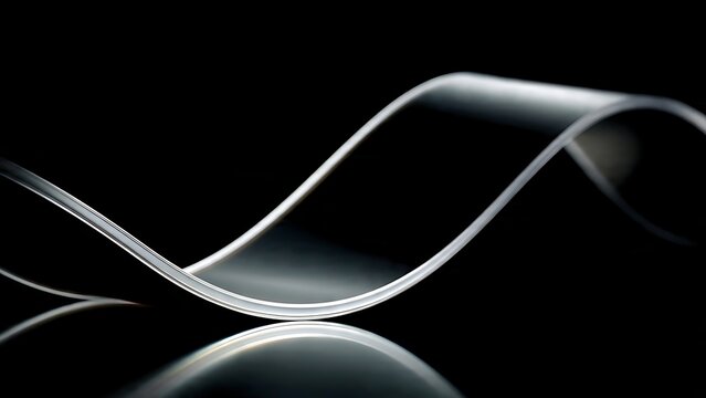 Close Up of Flexible Curved OLED Panel on Sleek Black Background with Modern Display Technology