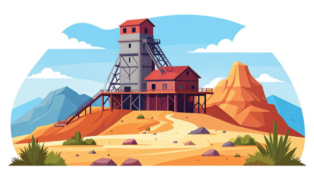 Abandoned mine headframe structure standing tall.