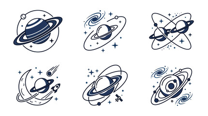 Cosmic Planets and Galaxies Collection: Space Icons and Illustrations © Tanir