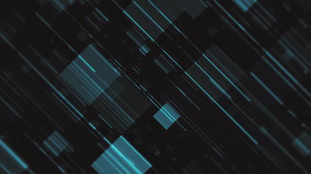 Dark stylish abstract geometric pattern background with gently moving blue textured shapes and lines. Suitable for corporate or technology projects. This modern animation is full HD and a loop.