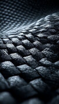 Abstract Computer Hardware Background with Dark Carbon-Carbon Composite Plate and Woven Pattern