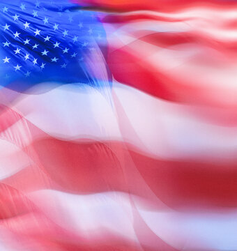 Dramatic Blurred Motion American Flag Background, Close up American Flag