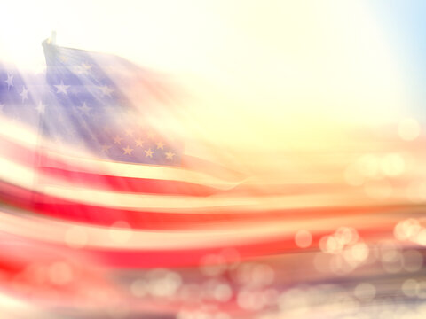 Dramatic Blurred Motion American Flag Background, Close up American Flag