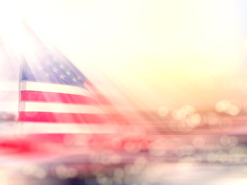 Dramatic Blurred Motion American Flag Background, Close up American Flag