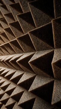 Soundproof Recording Booth Wall with Acoustic Foam Pyramid Pattern Background