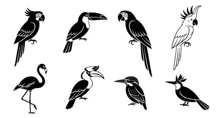 Tropical Bird Silhouette Icon Set © RamaHima