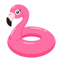 Cute Pink Flamingo Swim Ring Cartoon Icon © Sathaporn