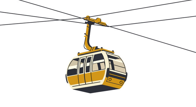 Yellow Cable Car Gondola Vector Illustration