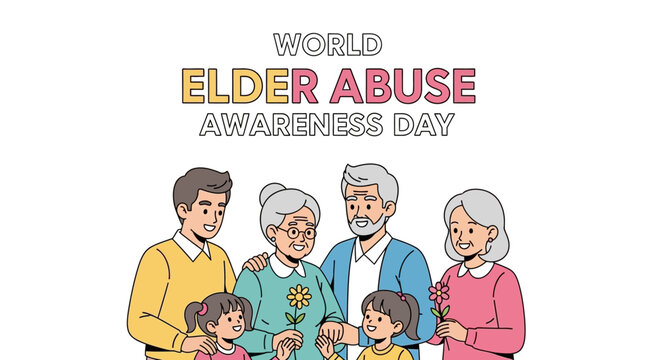 World Elder Abuse Awareness Day celebrated with a loving multi-generational family embracing and showing support