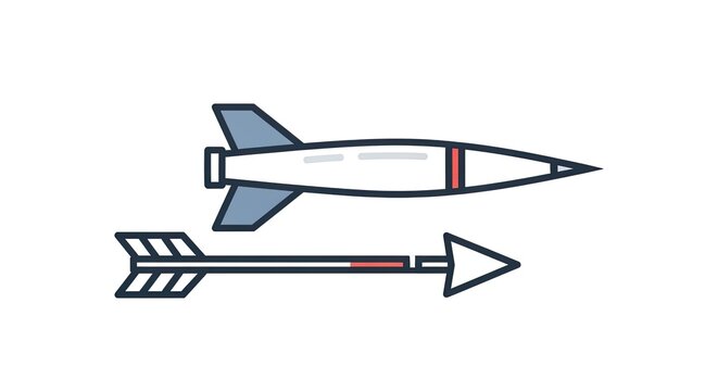 Comparison of modern missile and traditional wooden arrow weapon.