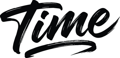 Hand lettered typography 'time' modern brush script calligraphy design © TOHIN