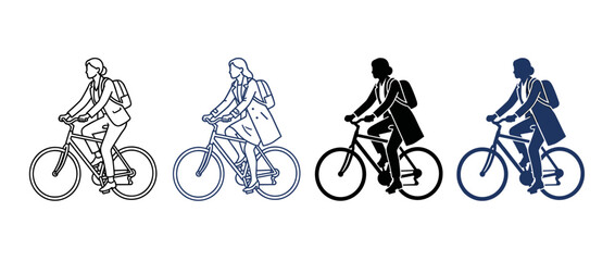 Obraz premium Vector art illustration of cyclist figures in various styles perfect for sports and activity designs